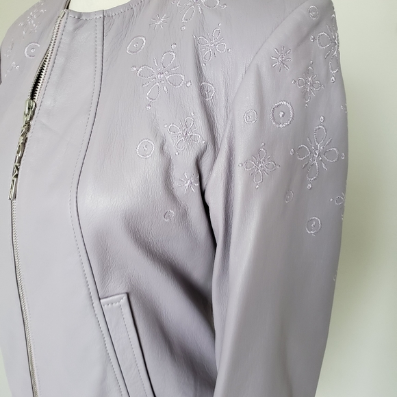NWOT  🇨🇵 leather Nathalie Chaize lilac leather jacket size small - Picture 10 of 13